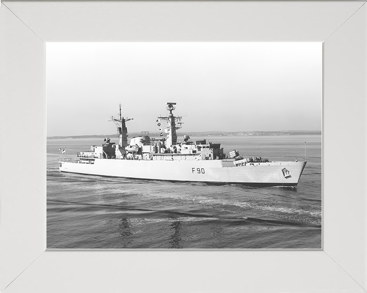HMS Brilliant (F90) Royal Navy Type 22 Frigate Entering Portsmouth Photo Print Wall Art Decor Posters, Prints, & Visual Artwork Hampshire Prints 10 x 8 White Frame No