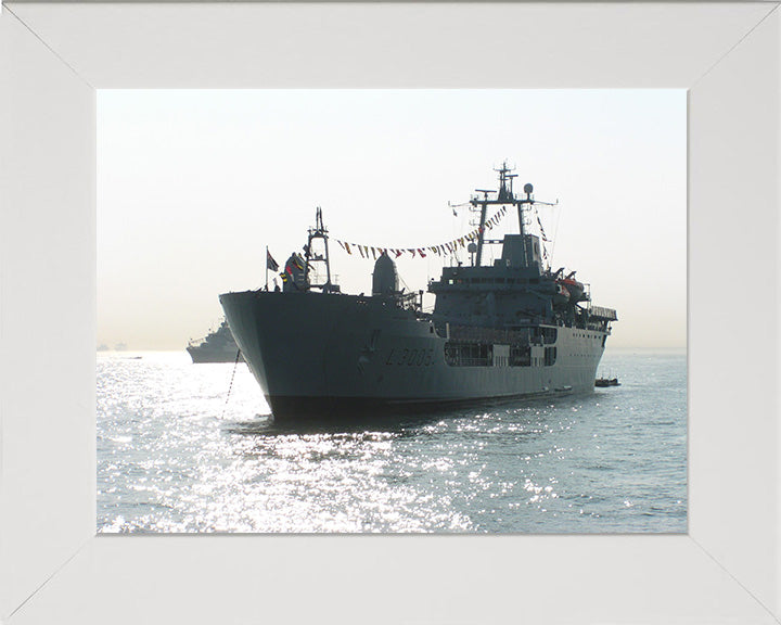 RFA Sir Galahad (L3005) Photo Print - Dress Ship - Royal Fleet Auxiliary Round Table Class Ship Hampshire Prints 10 x 8 White Frame No