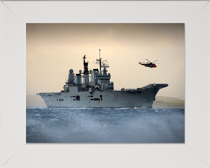 HMS Ark Royal (R07) Photo Print - Off Scotland 2010 - Royal Navy Invincible Class Aircraft Carrier Hampshire Prints 10 x 8 White Frame No