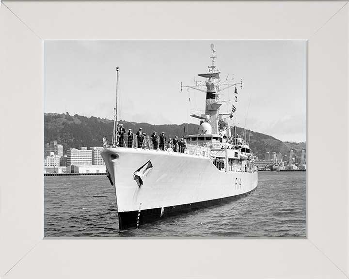 HMS Ajax (F114) Royal Navy Leander Class Frigate Photo Print Port Bow View Warship Wall Art Posters, Prints, & Visual Artwork Hampshire Prints 10 x 8 White Frame No
