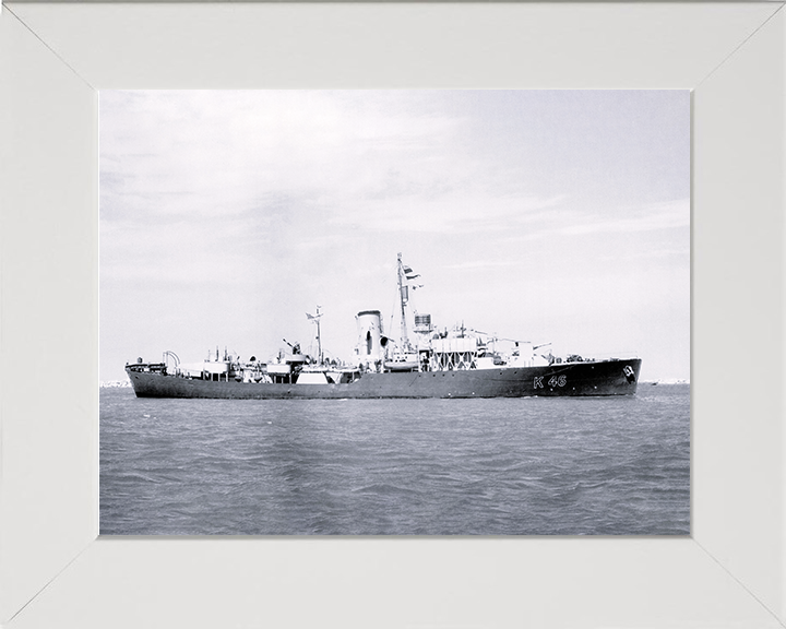 HMS La Malouine (K46) Photo Print - At Sea 1944 - Royal Navy Flower Class Corvette Posters, Prints, & Visual Artwork Hampshire Prints 10 x 8 White Frame No
