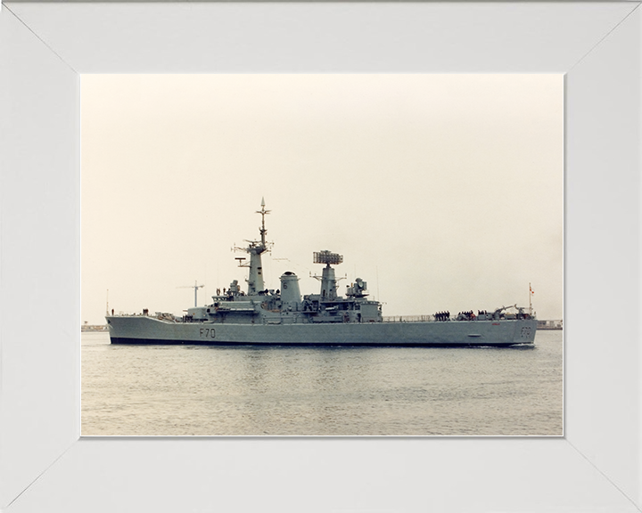 HMS Apollo (F70) Royal Navy Leander Class Frigate Leaving Harbour Photo Print Wall Art Decor Posters, Prints, & Visual Artwork Hampshire Prints 10 x 8 White Frame No