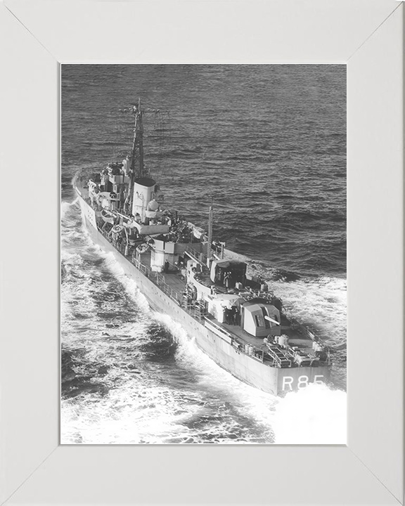 HMS Cambrian (R85) Royal Navy C Class Destroyer Port Quarter View Photo Print Wall Art Decor Posters, Prints, & Visual Artwork Hampshire Prints 10 x 8 White Frame No
