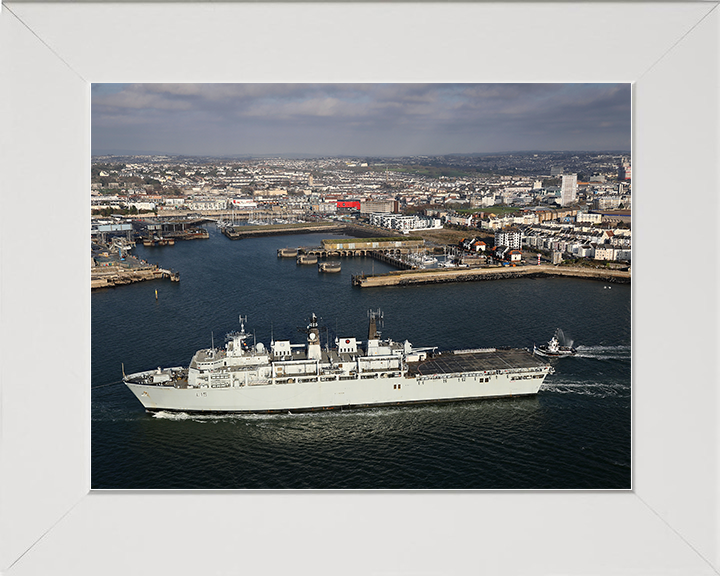 HMS Bulwark (L15) Royal Navy Albion Class Amphibious Ship Heading For Trials Photo Print Wall Art Decor Posters, Prints, & Visual Artwork Hampshire Prints 10 x 8 White Frame No