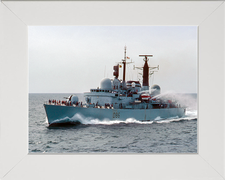 HMS Birmingham (D86) Royal Navy Type 42 Destroyer Handing Over Photo Print Wall Art Decor Posters, Prints, & Visual Artwork Hampshire Prints 10 x 8 White Frame No