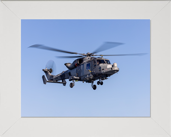 Army Air Corps Wildcat helicopter in flight Photo Print - British Army Hampshire Prints 10 x 8 White Frame No