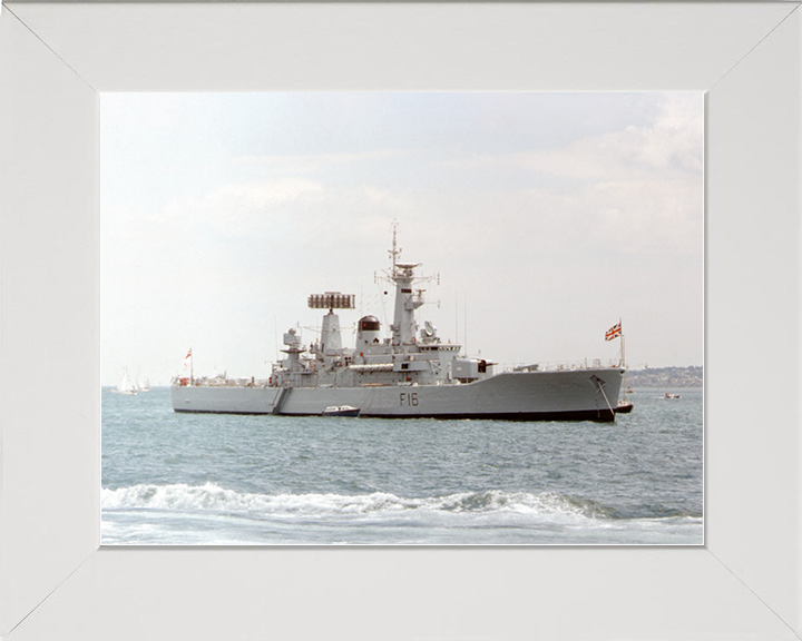 HMS Diomede (F16) Royal Navy Leander Class Frigate At Anchor Photo Print Wall Art Decor Posters, Prints, & Visual Artwork Hampshire Prints 10 x 8 White Frame No