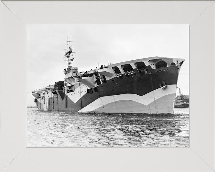 HMS Pretoria Castle (F61) Photo Print - At Anchor - Royal Navy Merchant Cruiser Hampshire Prints 10 x 8 White Frame No