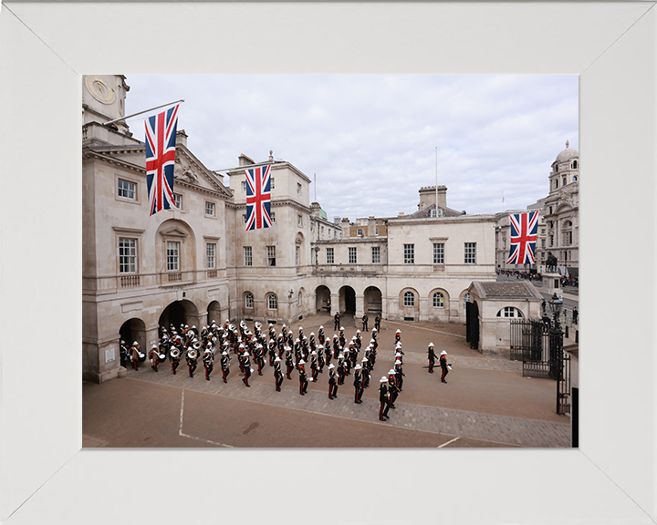 Royal Marines Band Service Marching At Horse Guards London Photo Print Hampshire Prints 10 x 8 White Frame No