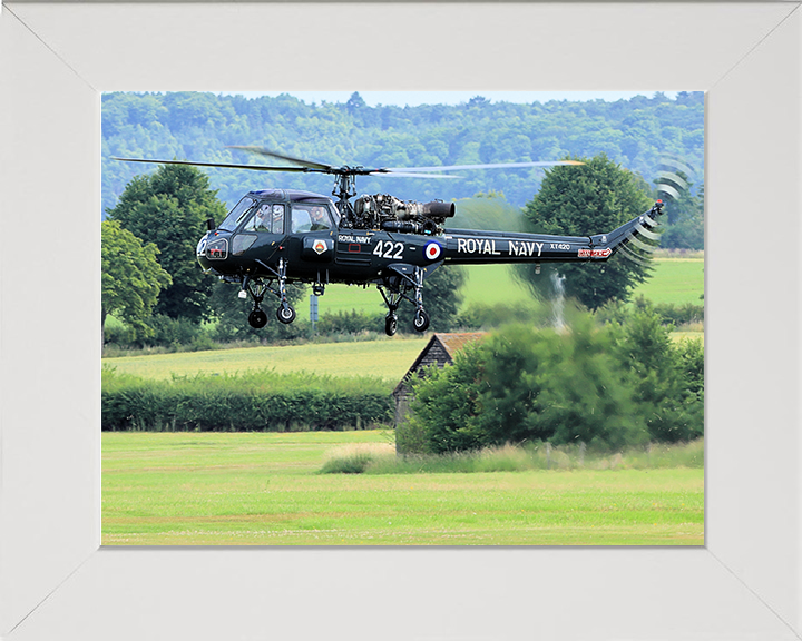 Westland Wasp Helicopter in Flight Photo Print - Royal Navy Aircraft Posters, Prints, & Visual Artwork Hampshire Prints 10 x 8 White Frame No