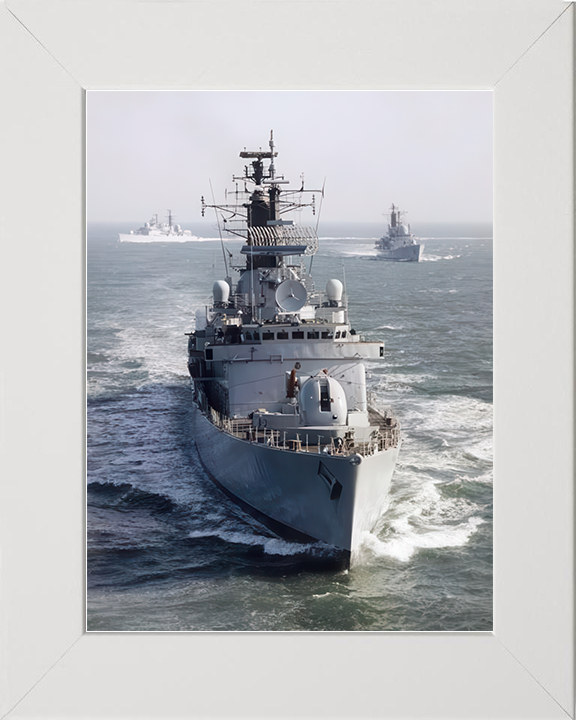 HMS Birmingham (D86) Royal Navy Type 42 Destroyer Bow View Photo Print Wall Art Decor Posters, Prints, & Visual Artwork Hampshire Prints 10 x 8 White Frame No
