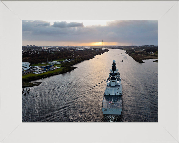 HMS Defender (D36) Photo Print - Enters Glasgow 2013 - Royal Navy Type 45 Destroyer Posters, Prints, & Visual Artwork Hampshire Prints 10 x 8 White Frame No