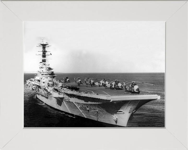 HMS Bulwark (R08) Royal Navy Centaur Class Fleet Carrier Starboard Bow View Photo Print Wall Art Decor Posters, Prints, & Visual Artwork Hampshire Prints 10 x 8 White Frame No