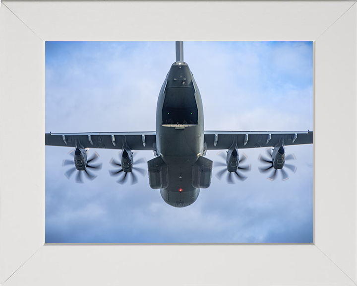 RAF Atlas A400M taking Fly Over Royal Air Force Aircraft Photo Print Wall Art Aviation Decor UK Posters, Prints, & Visual Artwork Hampshire Prints 10 x 8 White Frame No