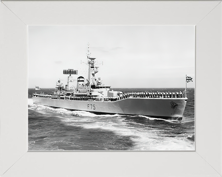 HMS Charybdis (F75) Royal Navy Leander Class Frigate Cheer Ship Photo Print Wall Art Decor Posters, Prints, & Visual Artwork Hampshire Prints 10 x 8 White Frame No