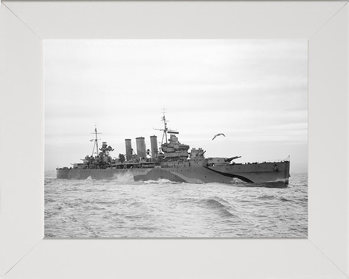 HMS Kent (54) Photo Print - Starboard View - Royal Navy County Class Heavy Cruiser Hampshire Prints 10 x 8 White Frame No