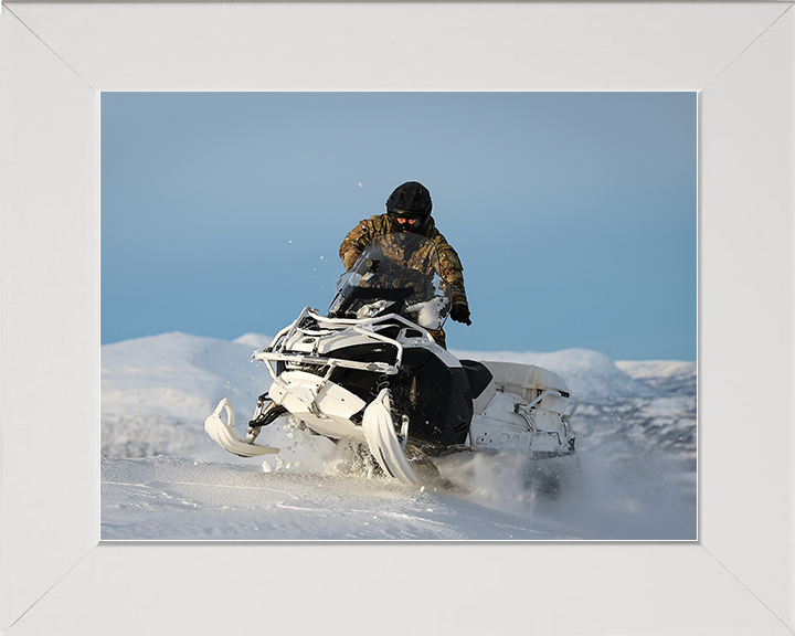 Royal Marine Commando Drives an Oversnow Reconnaissance Vehicle Photo Print Marines Wall Art Military Decor Posters, Prints, & Visual Artwork Hampshire Prints 10 x 8 White Frame No