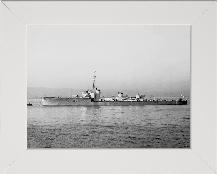 HMS Sabre (H18) Photo Print - At a Buoy 1944 - Royal Navy S Class Destroyer Posters, Prints, & Visual Artwork Hampshire Prints 10 x 8 White Frame No
