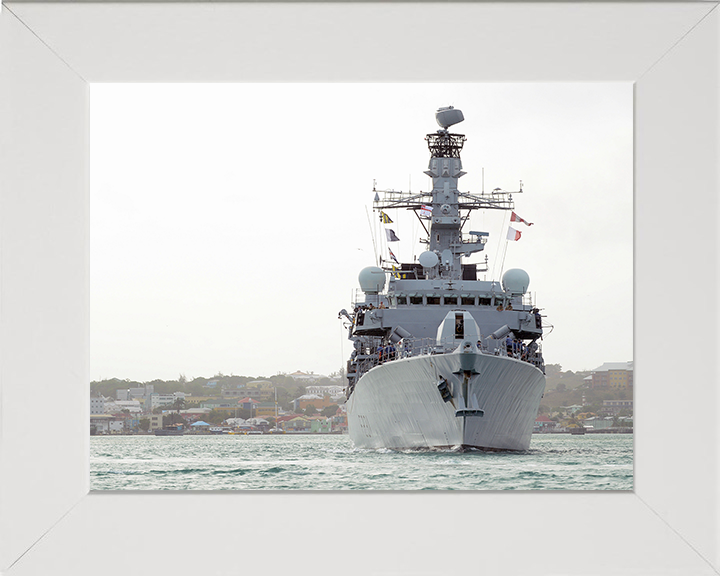 HMS Argyll (F231) Photo Print - Antigua 2014 - Royal Navy Type 23 Frigate Posters, Prints, & Visual Artwork Hampshire Prints 10 x 8 White Frame No