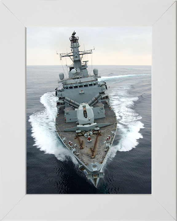 HMS Montrose (F236) Photo Print - Bow View 2005 - Royal Navy Type 23 Frigate Hampshire Prints 10 x 8 White Frame No