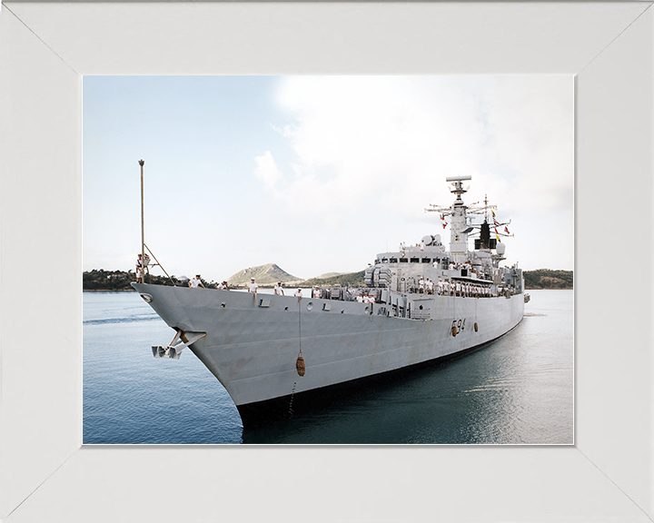 HMS Brave (F94) Royal Navy Type 22 Frigate Entering Harbour Photo Print Wall Art Decor Posters, Prints, & Visual Artwork Hampshire Prints 10 x 8 White Frame No