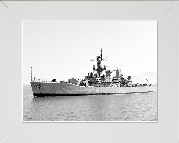 HMS Aurora (F10) Royal Navy Leander Class Frigate Entering Harbour Photo Print Wall Art Decor Posters, Prints, & Visual Artwork Hampshire Prints 10 x 8 White Frame No