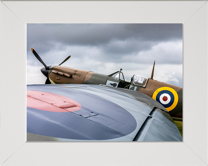 RAF Spitfire cockpit Close Up Photo Print - Royal Air Force Aircraft Hampshire Prints 10 x 8 White Frame No