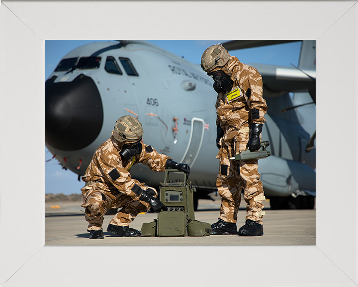 RAF Regiment CBRN Team Photo Print - Royal Air Force Hampshire Prints 10 x 8 White Frame No