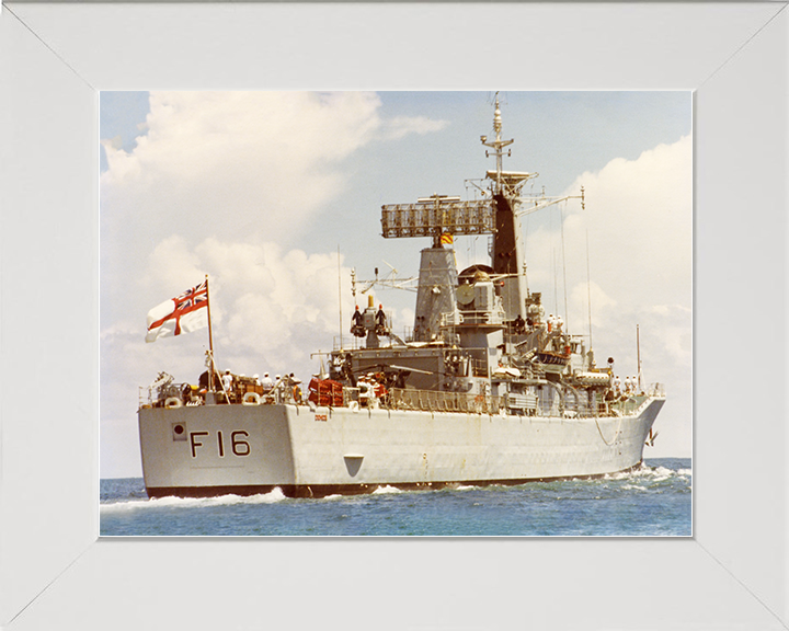 HMS Diomede (F16) Royal Navy Leander Class Frigate Starboard Quarter View Photo Print Wall Art Decor Posters, Prints, & Visual Artwork Hampshire Prints 10 x 8 White Frame No