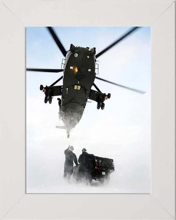 Sea King Mk4 Helicopter load lifting 2012 Photo Print - Royal Navy Aircraft Posters, Prints, & Visual Artwork Hampshire Prints 10 x 8 White Frame No