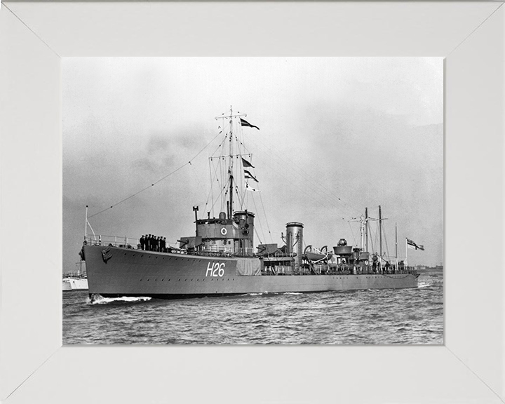 HMS Sardonyx (H26) Photo Print - At at sea 1933 - Royal Navy S Class Destroyer Posters, Prints, & Visual Artwork Hampshire Prints 10 x 8 White Frame No