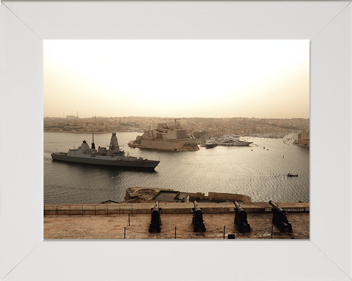 HMS Defender (D36) Photo Print - Enters Valletta 2014 - Royal Navy Type 45 Destroyer Posters, Prints, & Visual Artwork Hampshire Prints 10 x 8 White Frame No