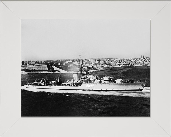 HMS Vigo (D231) Photo Print - Malta 1952 - Royal Navy Battle Class Destroyer Posters, Prints, & Visual Artwork Hampshire Prints 10 x 8 White Frame No
