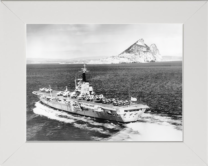 HMS Centaur (R06) Royal Navy Centaur Class Carrier Port Quarter View Photo Print Wall Art Decor Posters, Prints, & Visual Artwork Hampshire Prints 10 x 8 White Frame No