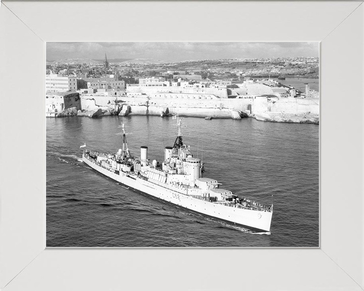 HMS Bermuda (52) Royal Navy Fiji Class Light Cruiser Leaving Harbour Photo Print Wall Art Decor Posters, Prints, & Visual Artwork Hampshire Prints 10 x 8 White Frame No
