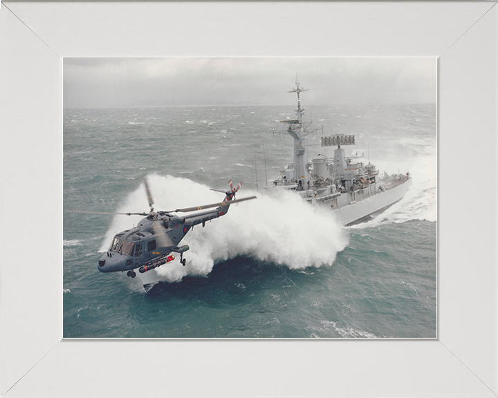 HMS Argonaut (F56) Royal Navy Leander Class Frigate In Rough Seas Photo Print Wall Art Decor Posters, Prints, & Visual Artwork Hampshire Prints 10 x 8 White Frame No