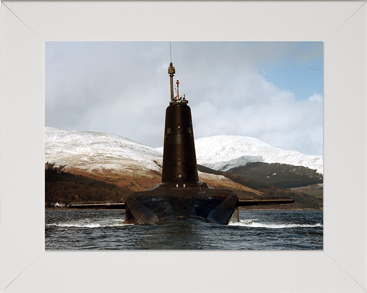 HMS Vanguard (S28) Photo Print - Loch Long 1997 - Royal Navy Vanguard Class Submarine Hampshire Prints 10 x 8 White Frame No