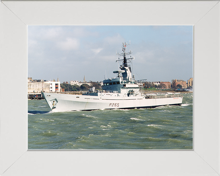 HMS Dumbarton Castle (P265) Royal Navy Castle Class Patrol Vessel Portsmouth Photo Print Wall Art Decor Posters, Prints, & Visual Artwork Hampshire Prints 10 x 8 White Frame No