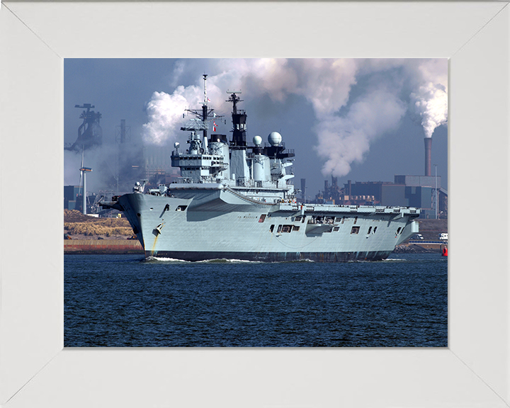 HMS Illustrious (R06) Photo Print - Amsterdam 2009 - Royal Navy Invincible Class Aircraft Carrier Hampshire Prints 10 x 8 White Frame No