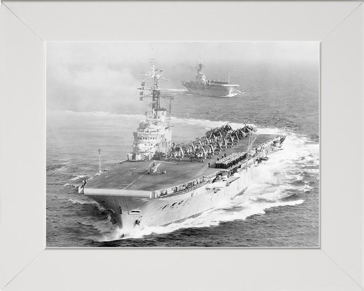 HMS Centaur (R06) Royal Navy Centaur Class Carrier Port Bow View Photo Print Wall Art Decor Posters, Prints, & Visual Artwork Hampshire Prints 10 x 8 White Frame No