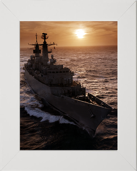 HMS Boxer (F92) Photo Print - Sunset At Sea 1997 - Royal Navy Type 22 Frigate Posters, Prints, & Visual Artwork Hampshire Prints 10 x 8 White Frame No