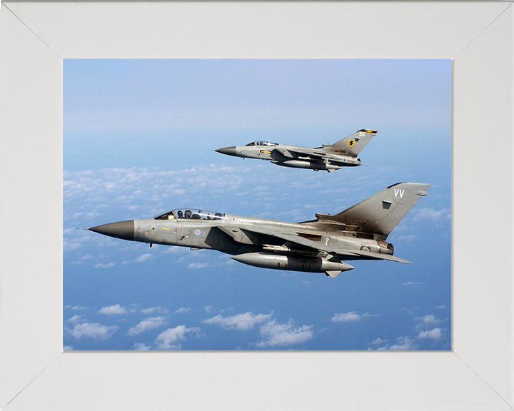 RAF Tornado F3s Over the Nevada Desert 2005 Photo Print - Royal Air Force Aircraft Posters, Prints, & Visual Artwork Hampshire Prints 10 x 8 White Frame No