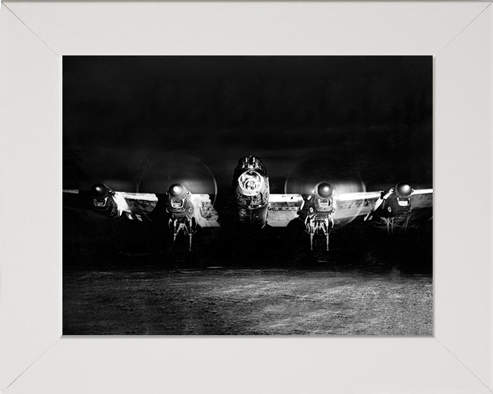 RAF Avro Lancaster B.I Running up Engines 1944 Photo Print - Royal Air Force Aircraft Posters, Prints, & Visual Artwork Hampshire Prints 10 x 8 White Frame No