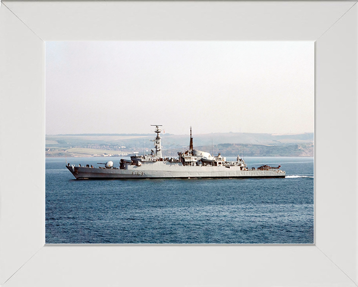 HMS Amazon (F169) Royal Navy Type 21 Frigate Low Port Beam View Photo Print Wall Art Decor Posters, Prints, & Visual Artwork Hampshire Prints 10 x 8 White Frame No