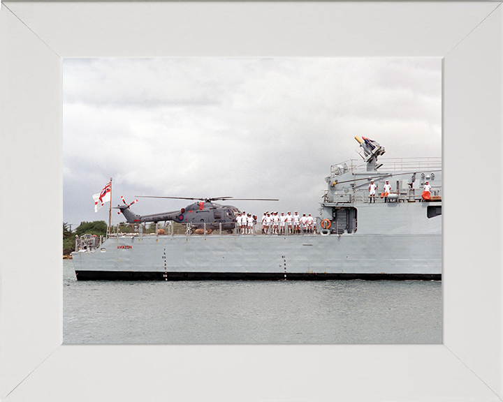 HMS Amazon (F169) Photo Print - Pearl Harbour 1986 - Royal Navy Type 21 Frigate Hampshire Prints 10 x 8 White Frame No