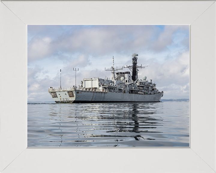 HMS Argyll (F231 ) Royal Navy Type 23 Frigate Calm Reflections Photo Print Wall Art Decor Posters, Prints, & Visual Artwork Hampshire Prints 10 x 8 White Frame No