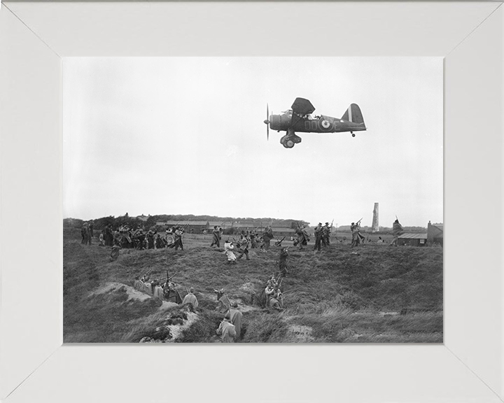 RAF Westland Lysander Flying over the Home Guard Photo Print - Royal Air Force Aircraft Posters, Prints, & Visual Artwork Hampshire Prints 10 x 8 White Frame No