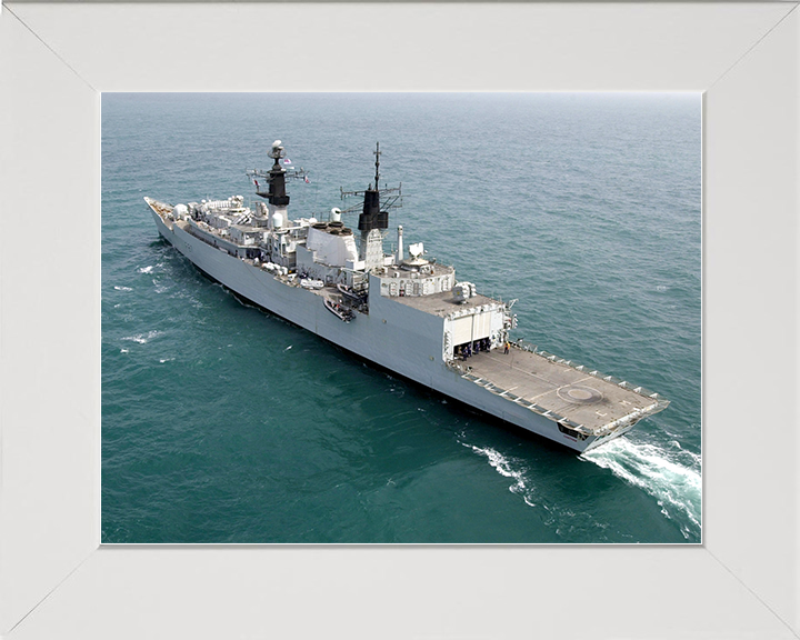 HMS Chatham (F87) Royal Navy Type 22 Frigate High Port Quarter View Photo Print Wall Art Decor Posters, Prints, & Visual Artwork Hampshire Prints 10 x 8 White Frame No