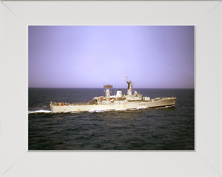 HMS Dido (F104) Royal Navy Leander Class Frigate Underway Starboard Beam View Photo Print Wall Art Decor Posters, Prints, & Visual Artwork Hampshire Prints 10 x 8 White Frame No