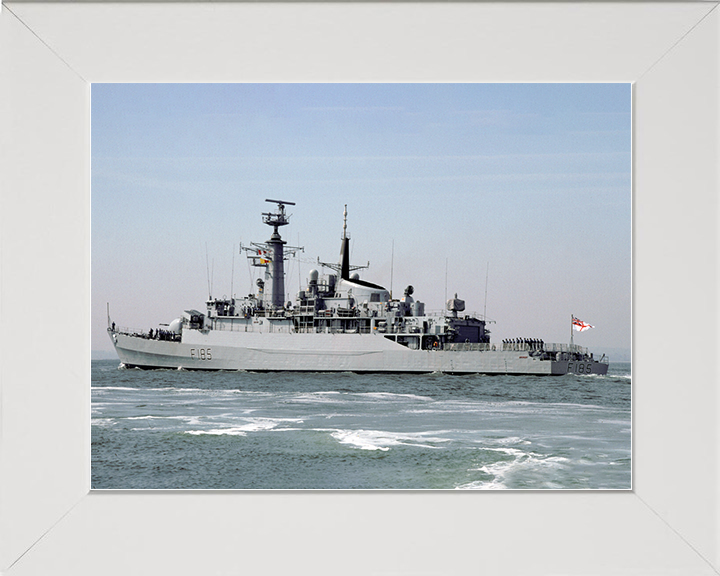 HMS Avenger (F185) Royal Navy Type 21 Frigate Leaving Harbour Photo Print Wall Art Decor Posters, Prints, & Visual Artwork Hampshire Prints 10 x 8 White Frame No